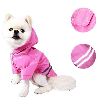 121021 PU cutie pet Raincoat Waterproof Coats Lightweight Rain Jacket Breathable Rain Poncho Hooded Rainwear with Safety Reflect